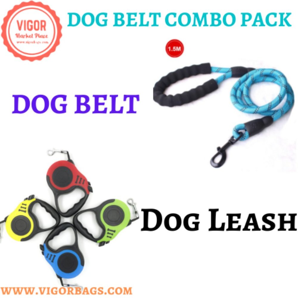 Automatic Telescopic Tractor Retractable Dog & Dog Adjustable Belt Combo Pack
